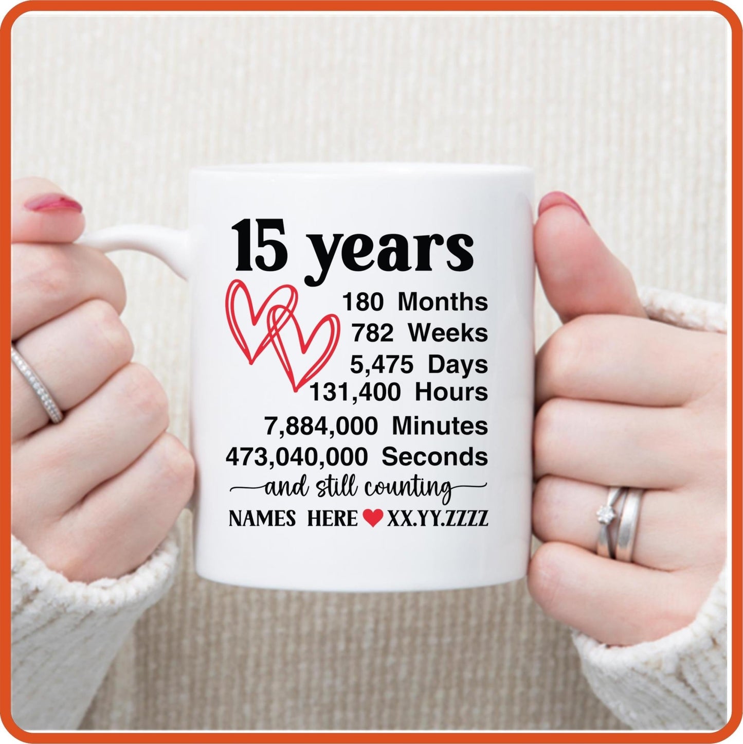 15th Wedding Anniversary | Anniversary Mug - 11oz Coffee Mug by SEC Apparel - secapparelonline