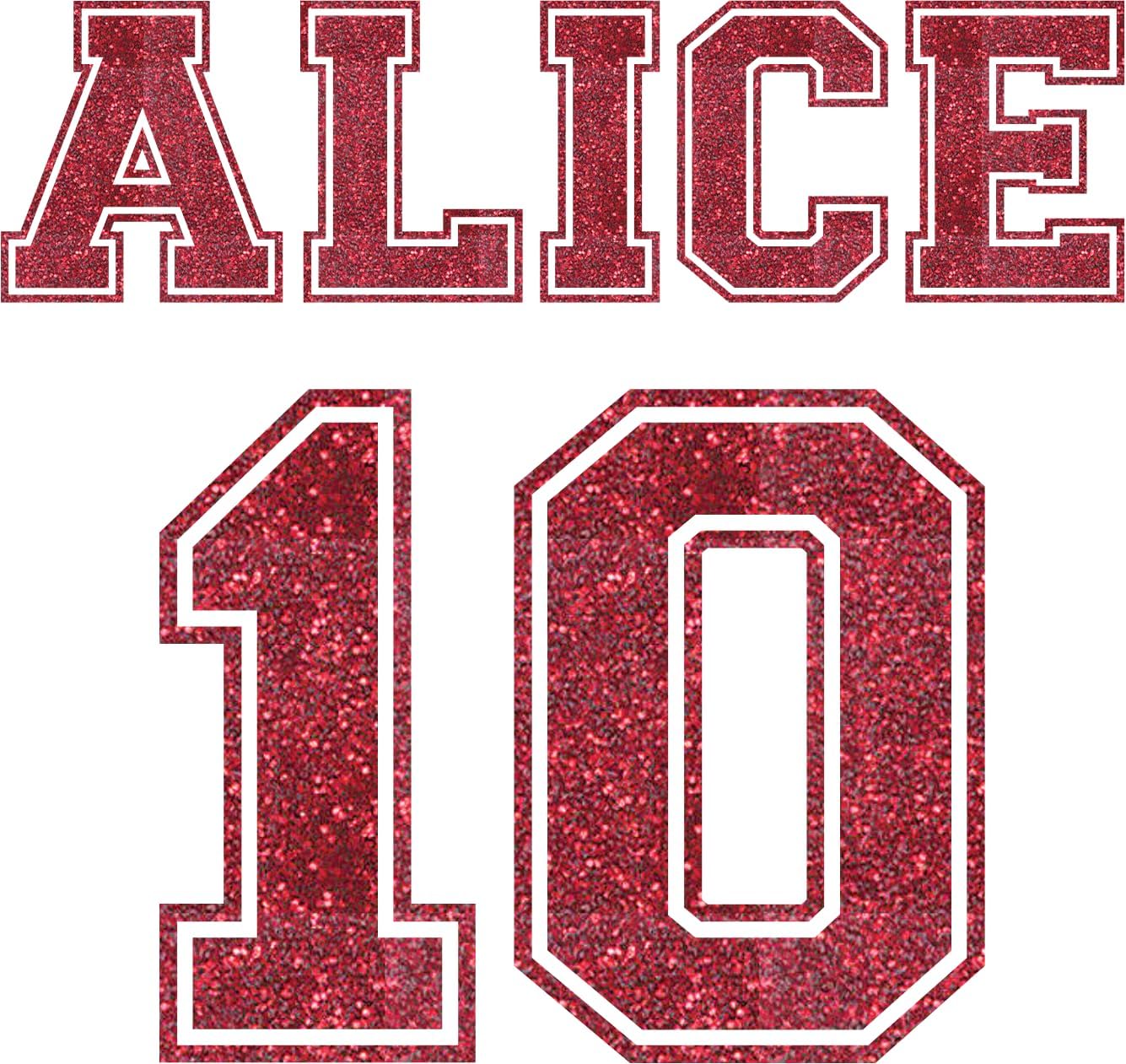 Glitter Jersey Name and Number Iron On Decals Transfers Applique Letters for t Shirts Fabric Clothing