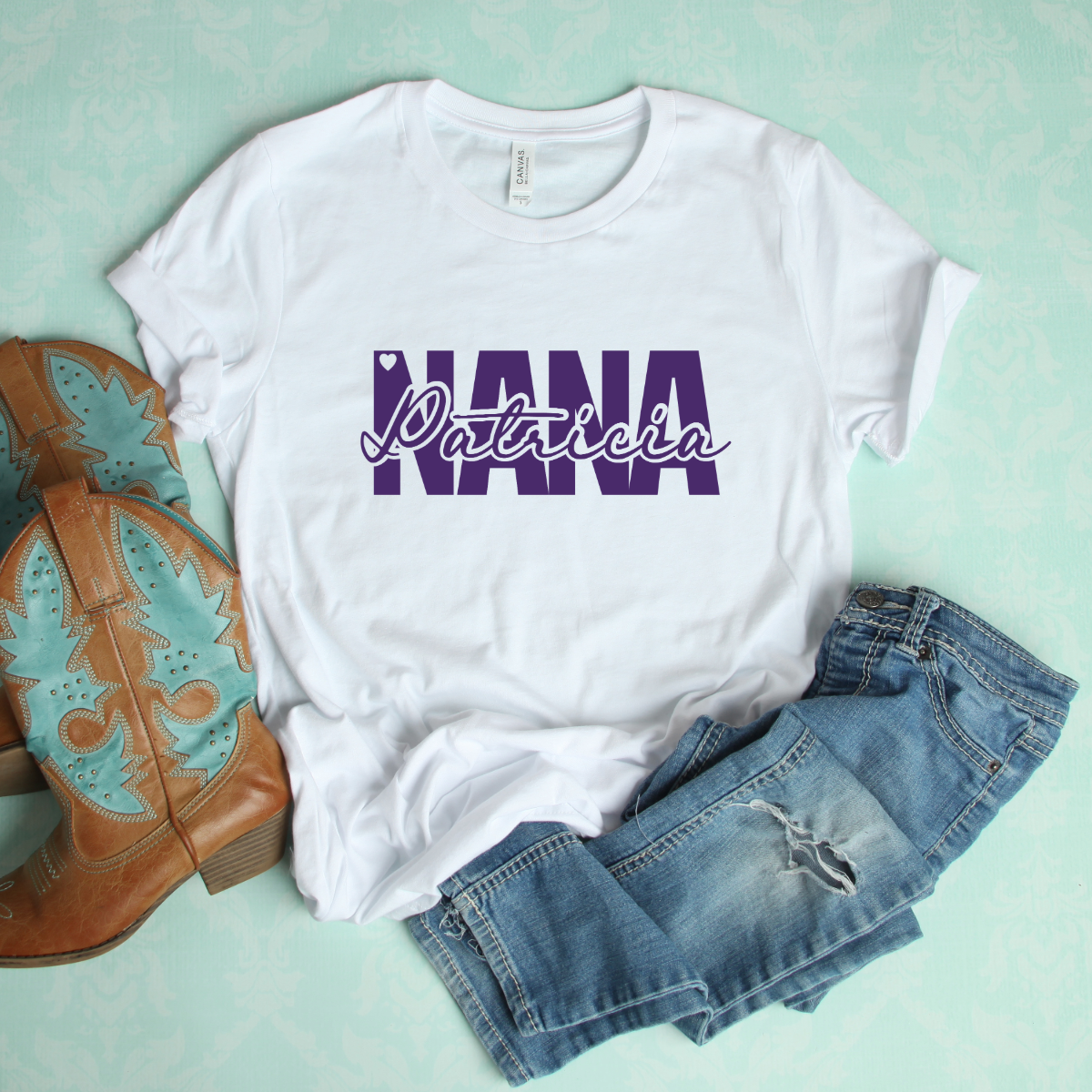 Personalized Grandma HTV Transfer - Custom Name Iron-On Vinyl for Shirts - Nana, Mimi, Gigi Designs
