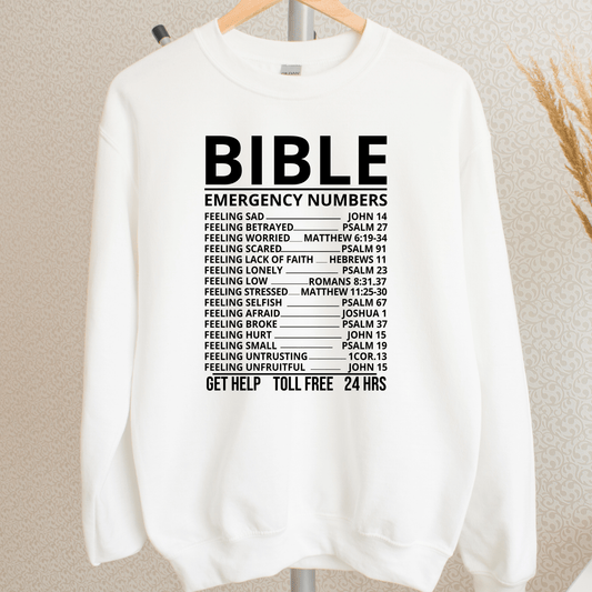 Bible Emergency Numbers Shirt | Crew neck | V Neck| Sweatshirt | Hoodie - secapparelonline