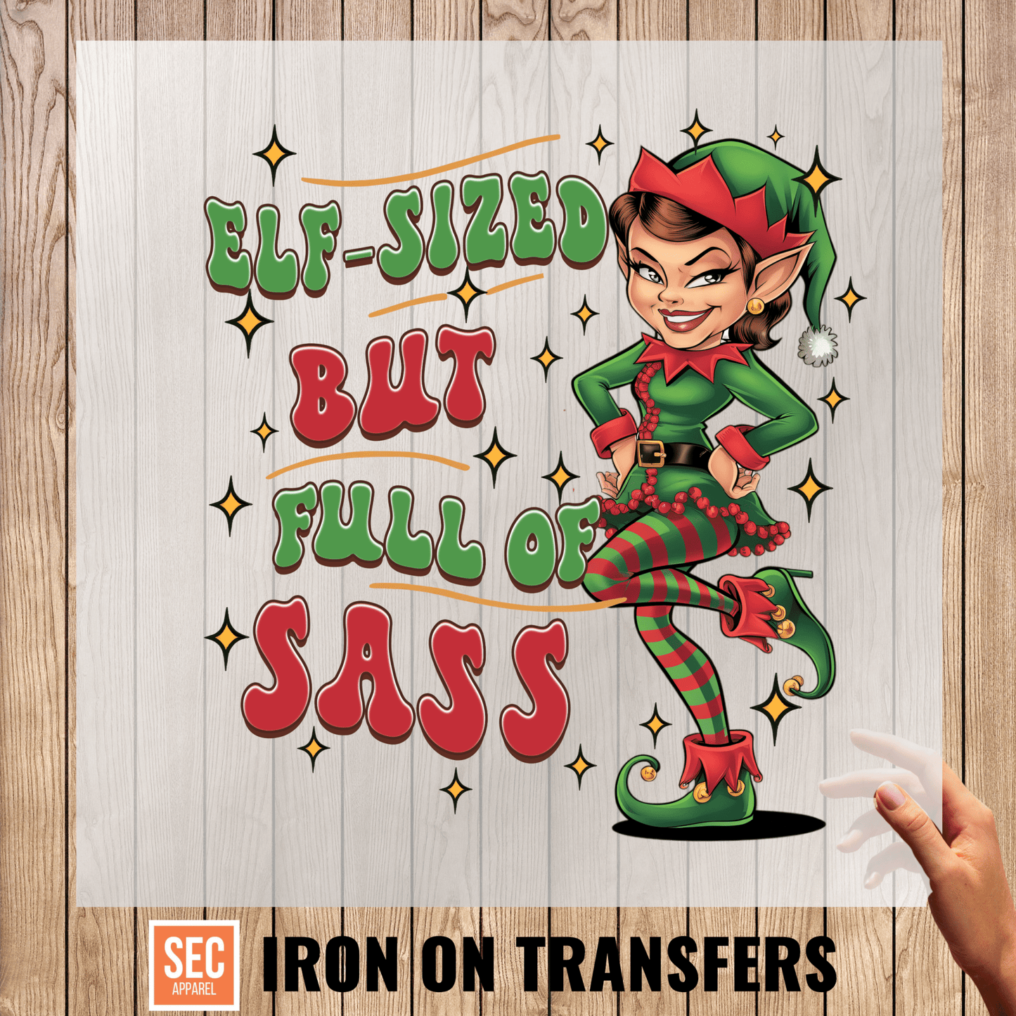 elf on the shelf iron on| Funny Christmas Iron - On | Elf Sized But Full of Sass - secapparelonline