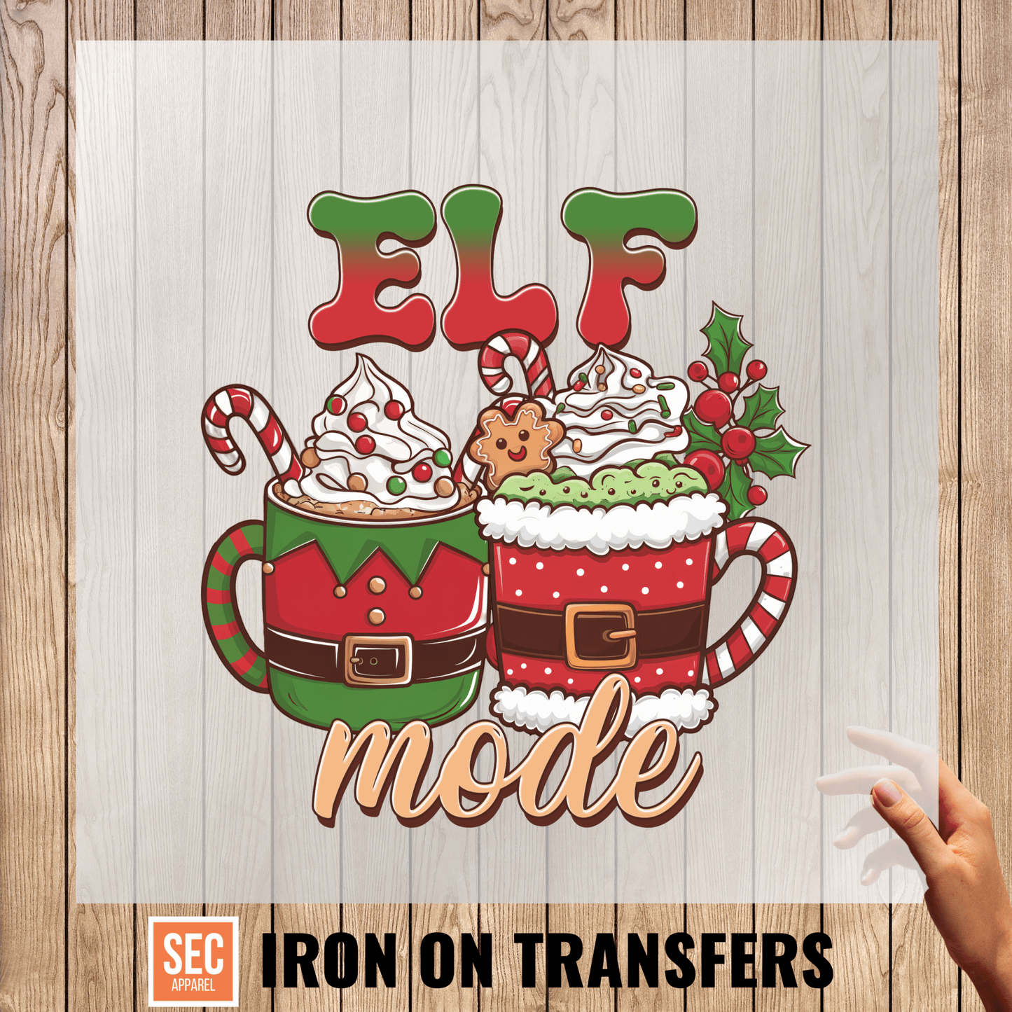elf on the shelf iron on| Funny Christmas Iron - On | Ready to Press DTF Transfer | Elf Mode - secapparelonline