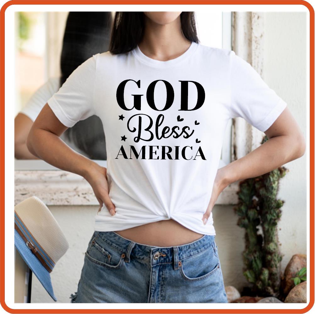 God Bless America | 4th of July Iron On Decals by SEC Apparel - secapparelonline