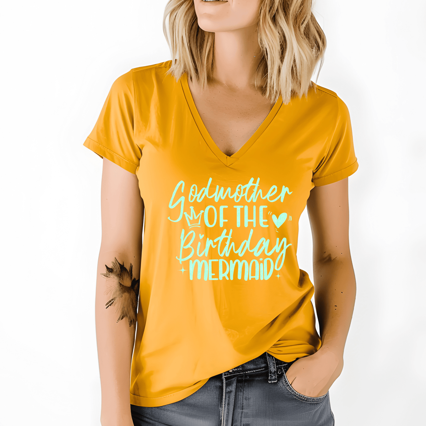 Godmother of the Birthday Mermaid Shirt | Crew neck | V Neck| Sweatshirt | Hoodie - secapparelonline