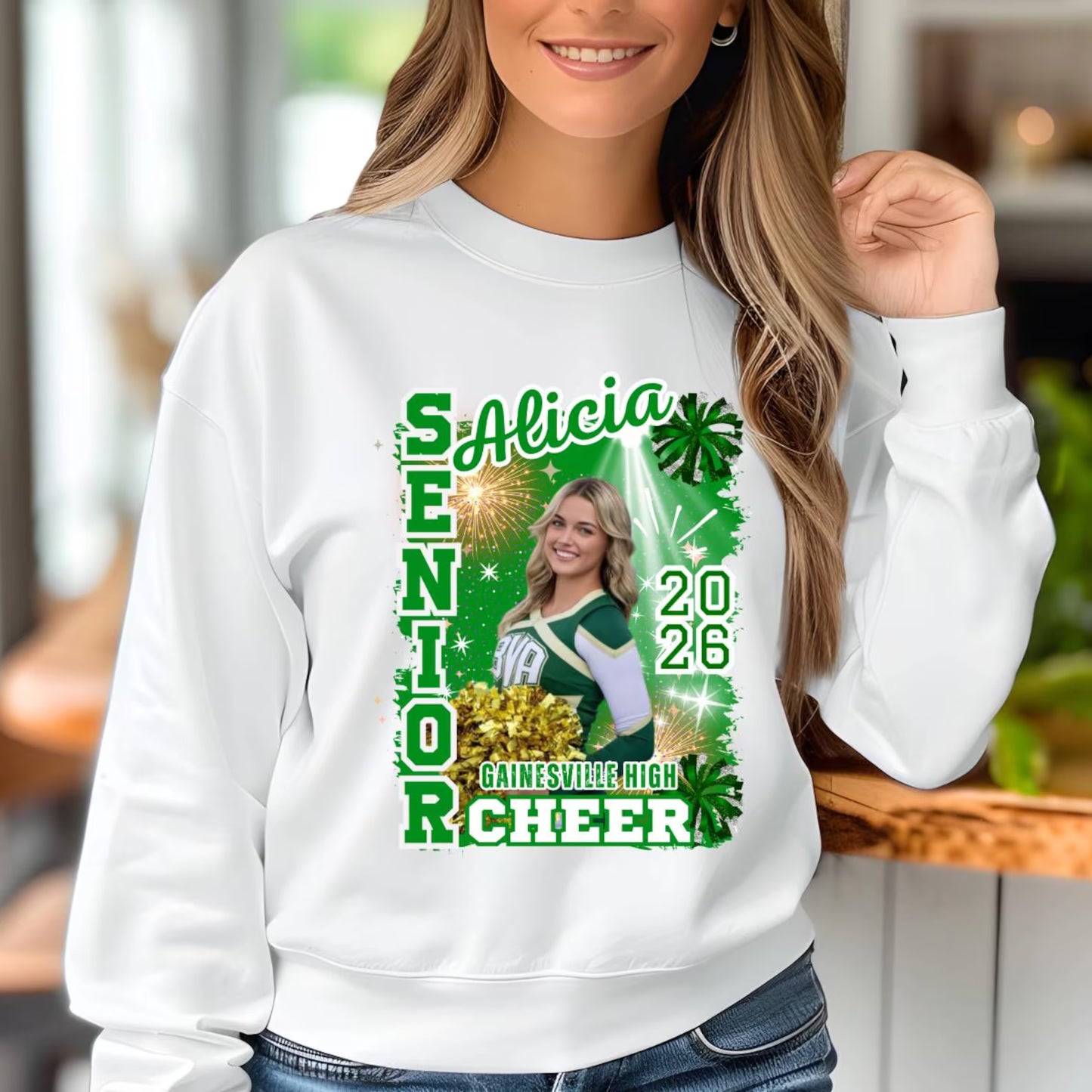 Senior Year Cheerleading Transfer - Custom Photo and Name DTF Iron-On