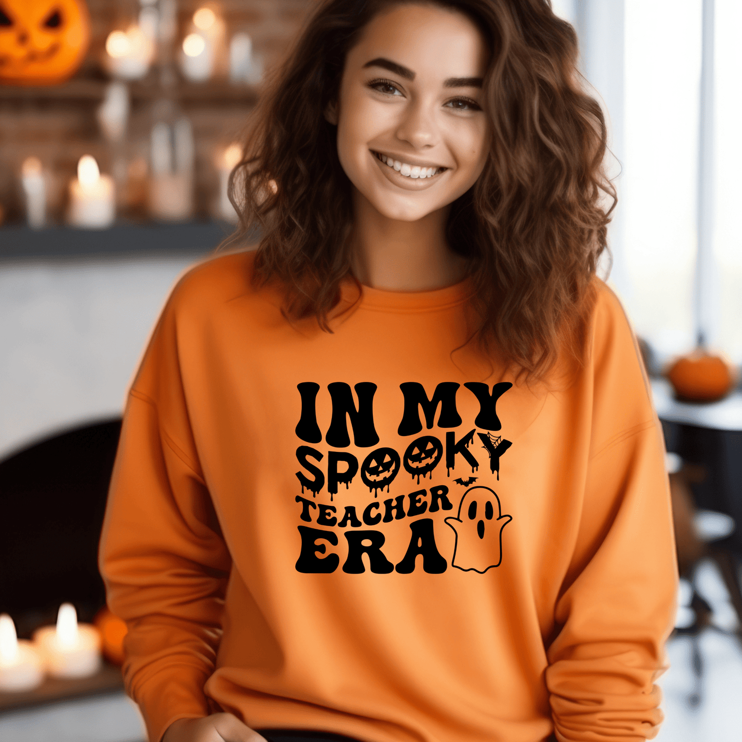 In My Spooky Teacher Era Shirt | Crew neck | V Neck| Sweatshirt | Hoodie - secapparelonline