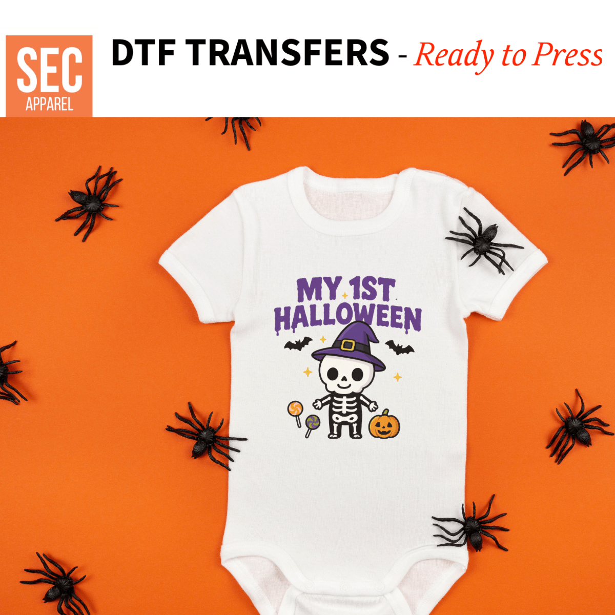 My First Halloween Iron On DTF Transfers Ready to Press | No Weeding, Full Color | Fast Shipping - secapparelonline