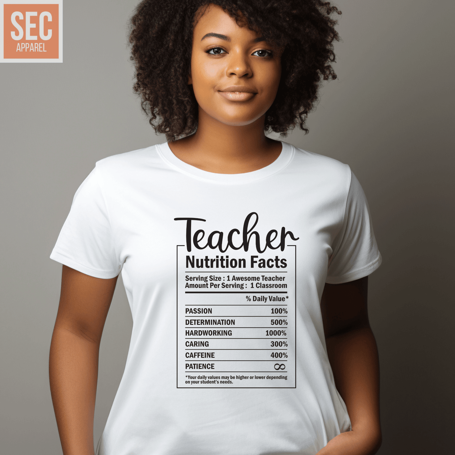 Nutrition Fact Teacher | Graphic T Shirts| Unisex | SEC Apparel - secapparelonline