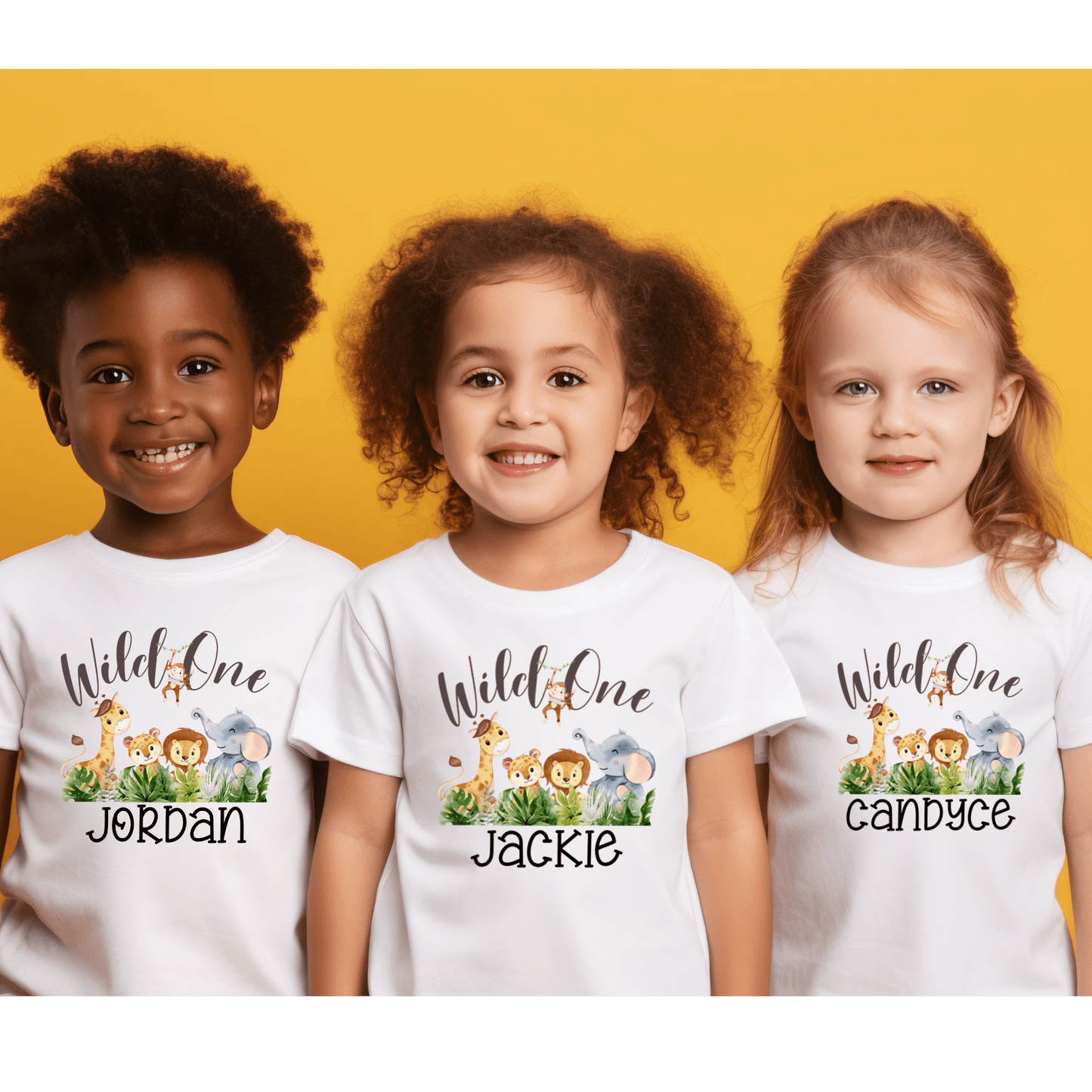 Wild One Shirt 1st Birthday Safari Animal Party Custom Personalized with Name White - secapparelonline