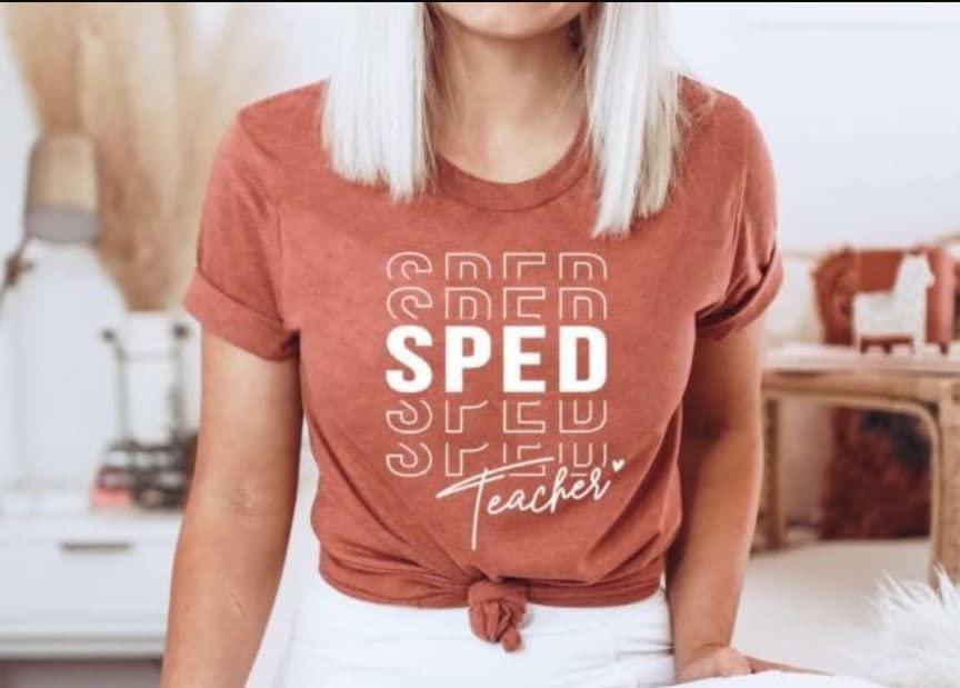 SEC Apparel SPED Teacher Iron On Patches Decals Transfers Applique Letters for t Shirts Fabric Clothing | Back to School