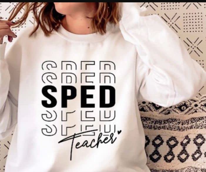 SEC Apparel SPED Teacher Iron On Patches Decals Transfers Applique Letters for t Shirts Fabric Clothing | Back to School