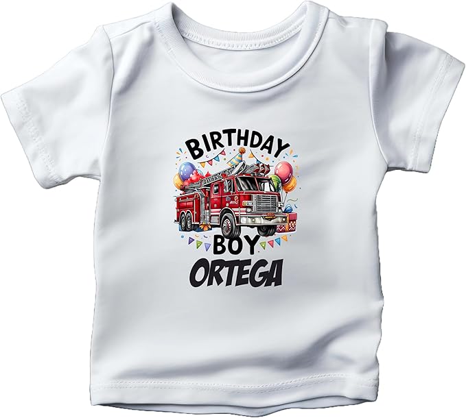 Custom Fire Truck Birthday Shirts for Toddler Boys Birthday Party Personalized with Name