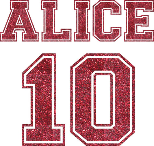 Glitter Jersey Name and Number Iron On Decals Transfers Applique Letters for t Shirts Fabric Clothing