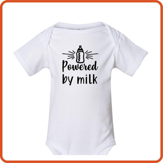 Powered By Milk | New Baby Shirt Bodysuit Onesies by SEC Apparel