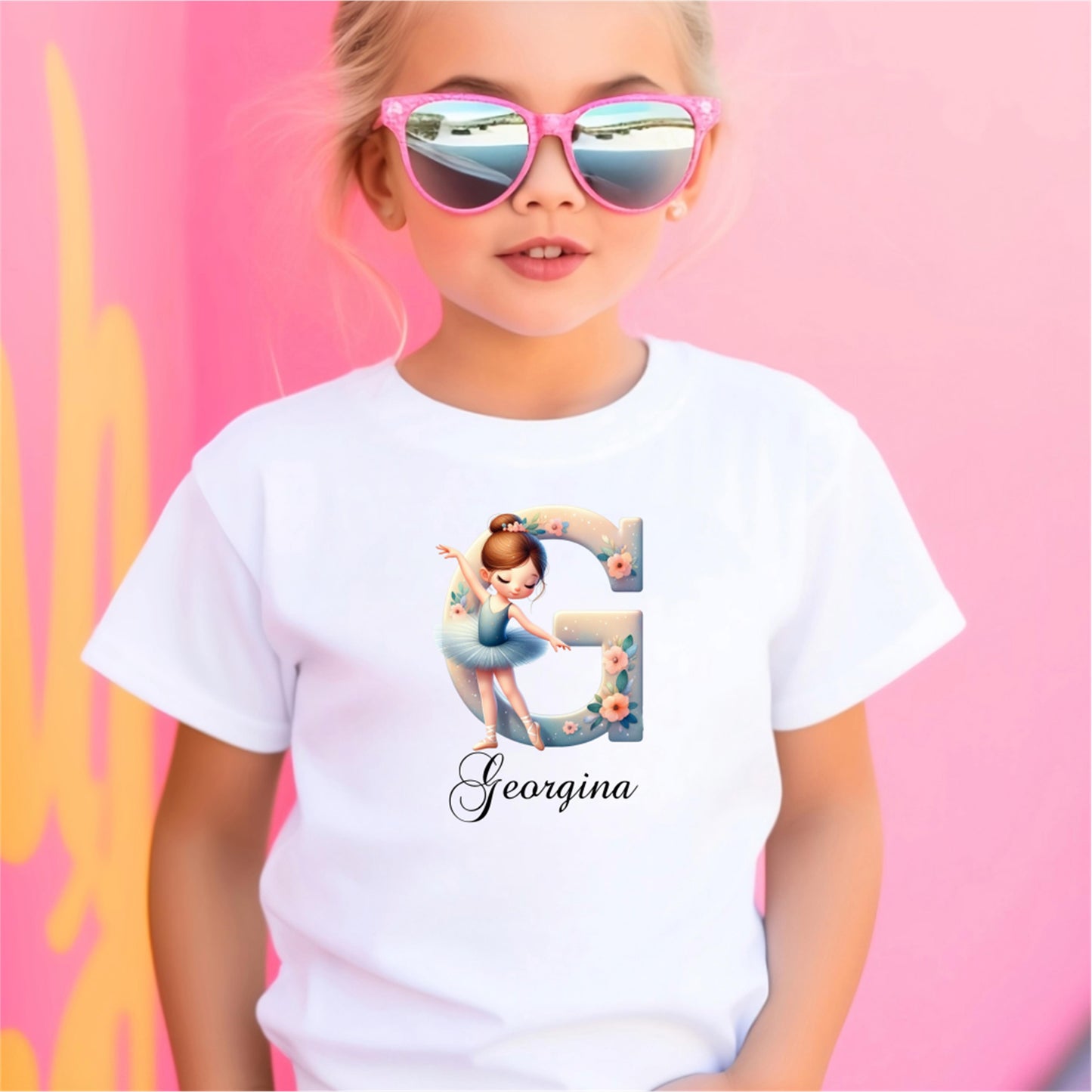 Custom ballet letters Shirts for Toddler Girls Birthday Party Personalized with Name