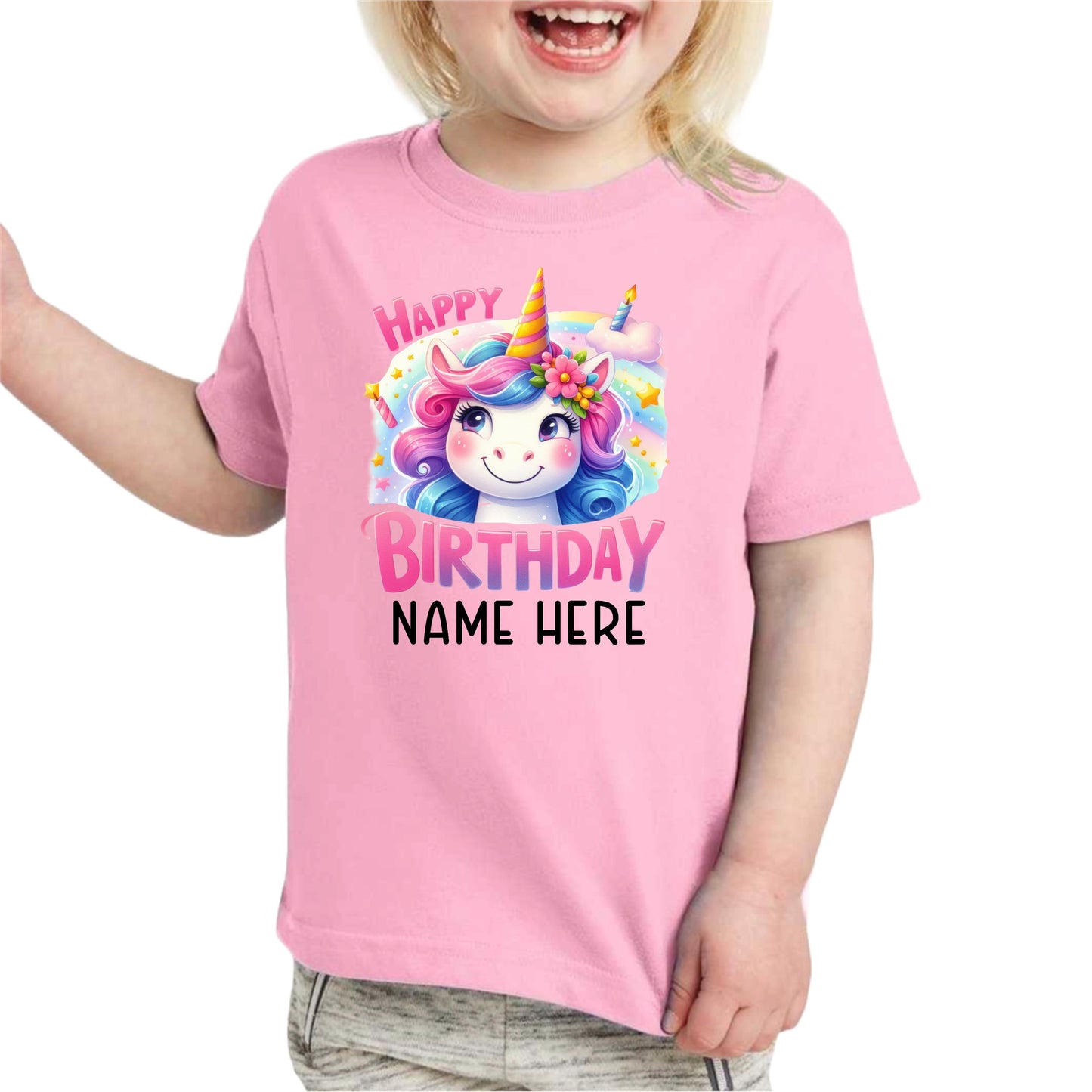 Custom Unicorn Birthday Shirts for Toddler Girls Birthday Party Personalized with Name