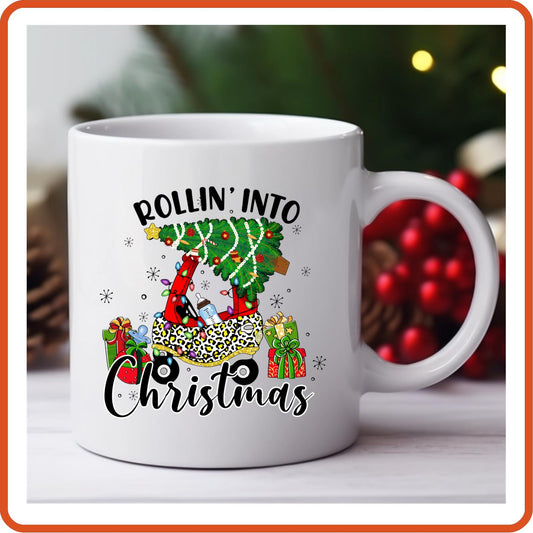 Christmas Mugs -11oz Coffee Mug | Holiday Gift | SEC Apparel | Rolling into Christmas