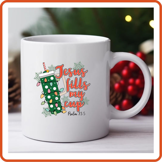 Christmas Mugs -11oz Coffee Mug | Holiday Gift | SEC Apparel | Jesus Fills My Cup