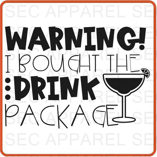 Cruise Vacation Iron On Decals Patches transfers vinyl  for shirts, clothing | Warning I Brought the Drink