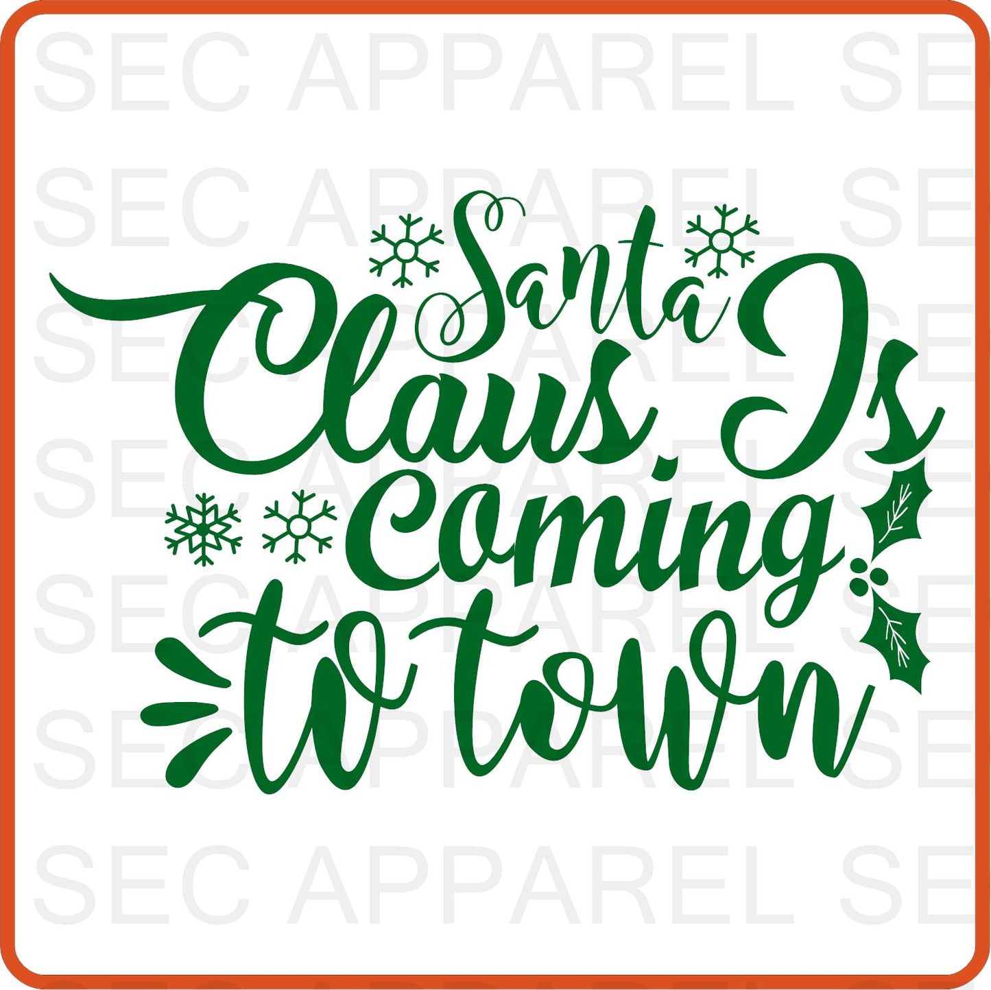 Christmas Iron On Decals Patches transfers vinyl  for shirts, clothing | SEC Apparel | Santa Is Coming to Town