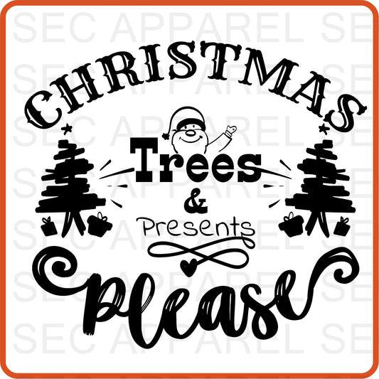 Christmas Iron On Decals Patches transfers vinyl  for shirts, clothing | SEC Apparel | Trees Please