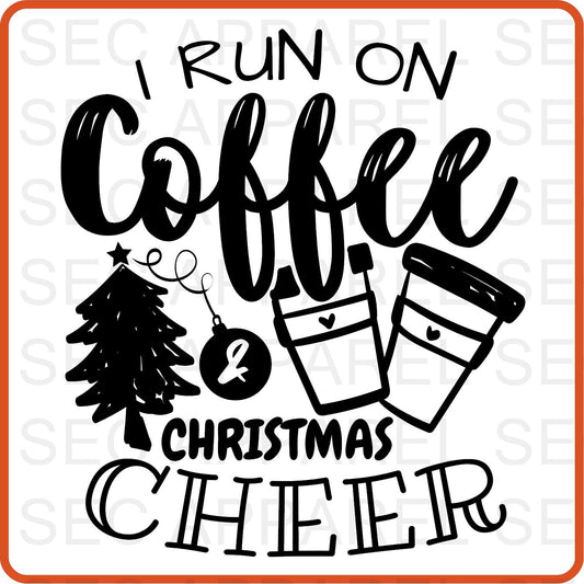 Christmas Iron On Decals Patches transfers vinyl  for shirts, clothing | SEC Apparel | I Run On Coffee