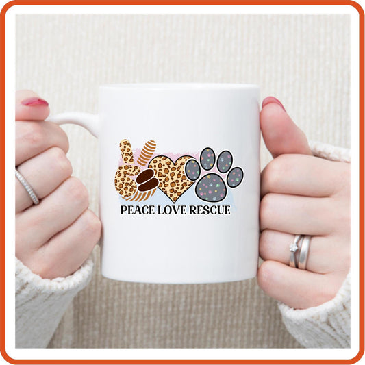 Dog Mugs -11oz Coffee Mug | Pets Lover Mugs | Peace Love Rescue