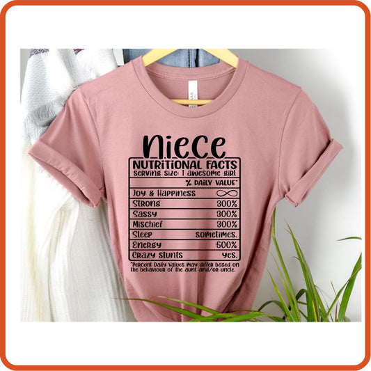 Niece Nutritional Facts | Family Shirts | T-Shirts by SEC Apparel