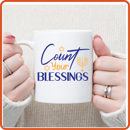 Hanukkah Mugs -11oz Coffee Mug | SEC Apparel | Count Your Blessings