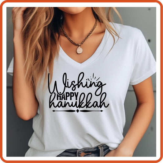 Hanukkah Graphic T-shirts | Hanukkah Shirts | SEC Apparel | Wishing Happy Hanukkah