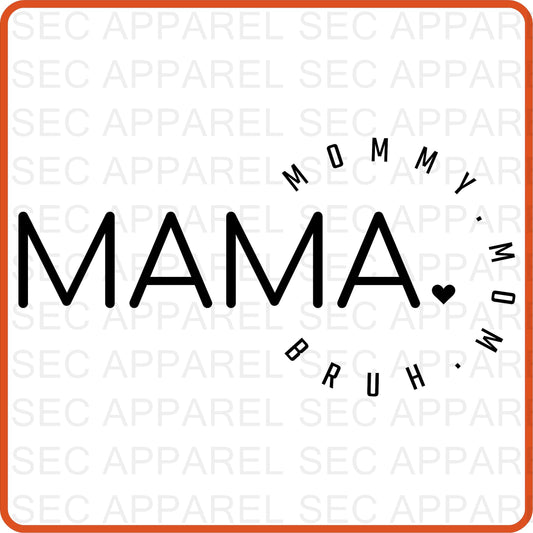 Mother's Day Iron On Decals Patches transfers vinyl  for shirts, clothing | SEC Apparel | Mama Mummy Mom Bruh