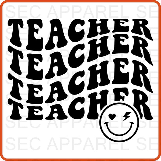 Teacher Iron On Decals Patches transfers vinyl  for shirts, clothing | Professional| Smiley Face