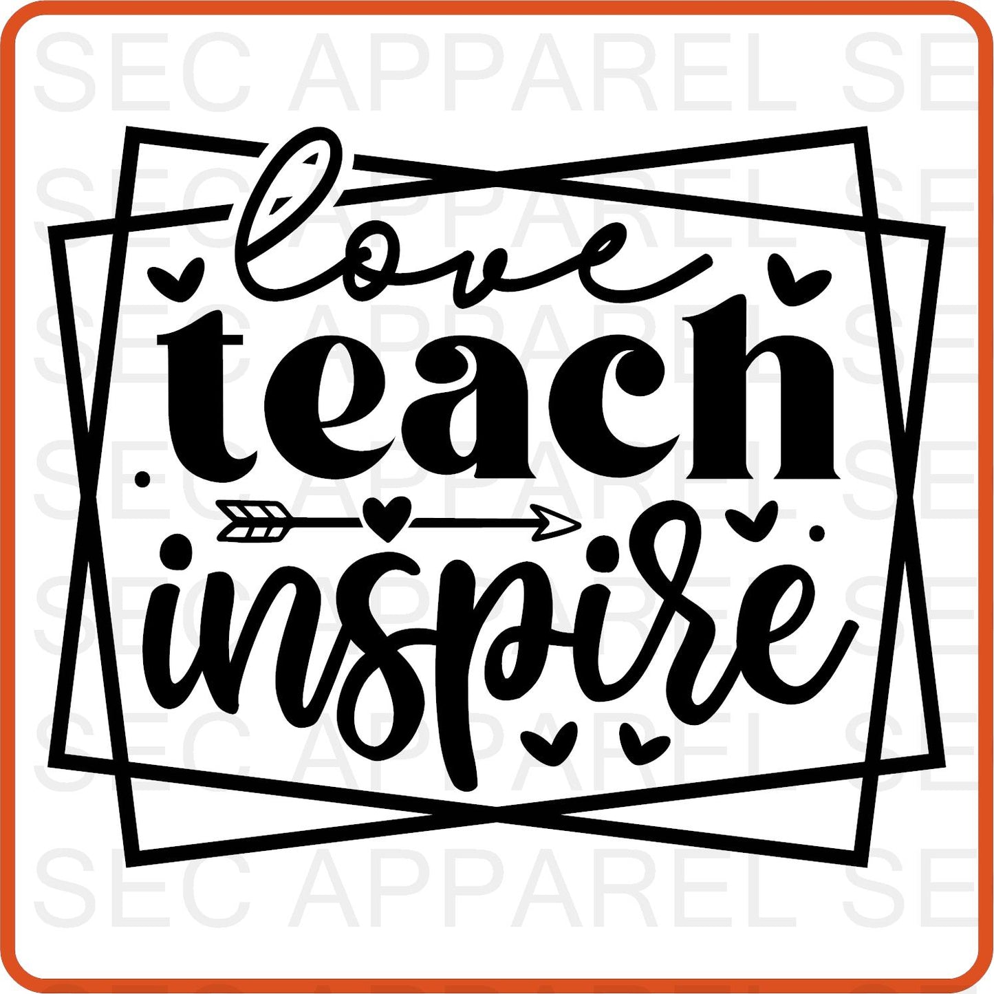 Teacher Iron On Decals Patches transfers vinyl  for shirts, clothing | Professional| Love Teach Inspire