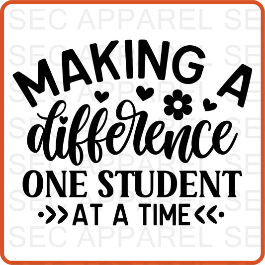 Teacher Iron On Decals Patches transfers vinyl  for shirts, clothing | Professional| Making a Difference One Student