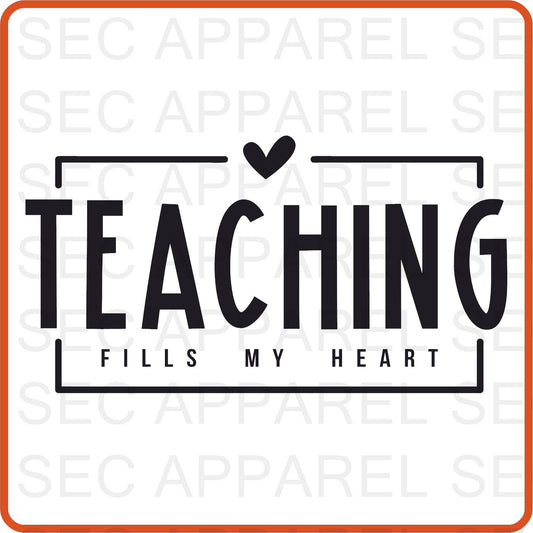 Teacher Iron On Decals Patches transfers vinyl  for shirts, clothing | Professional| Teaching Fills My Heart