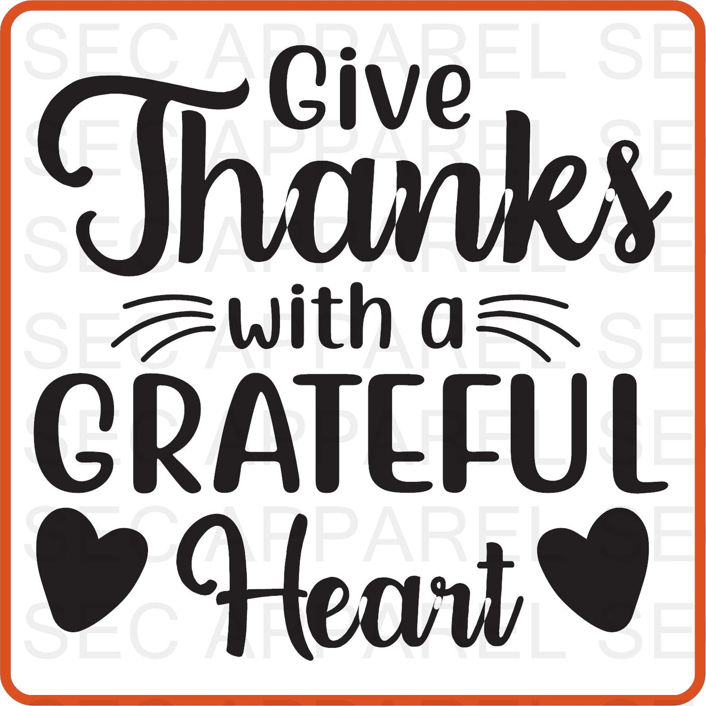 Thanksgiving Iron On Decals Patches transfers vinyl  for shirts, clothing | SEC Apparel | Give Thanks With a Grateful Heart