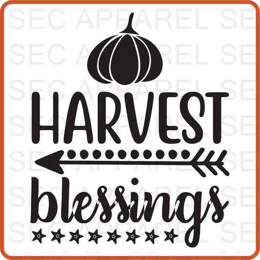 Thanksgiving Iron On Decals Patches transfers vinyl  for shirts, clothing | SEC Apparel | Harvest Blessing