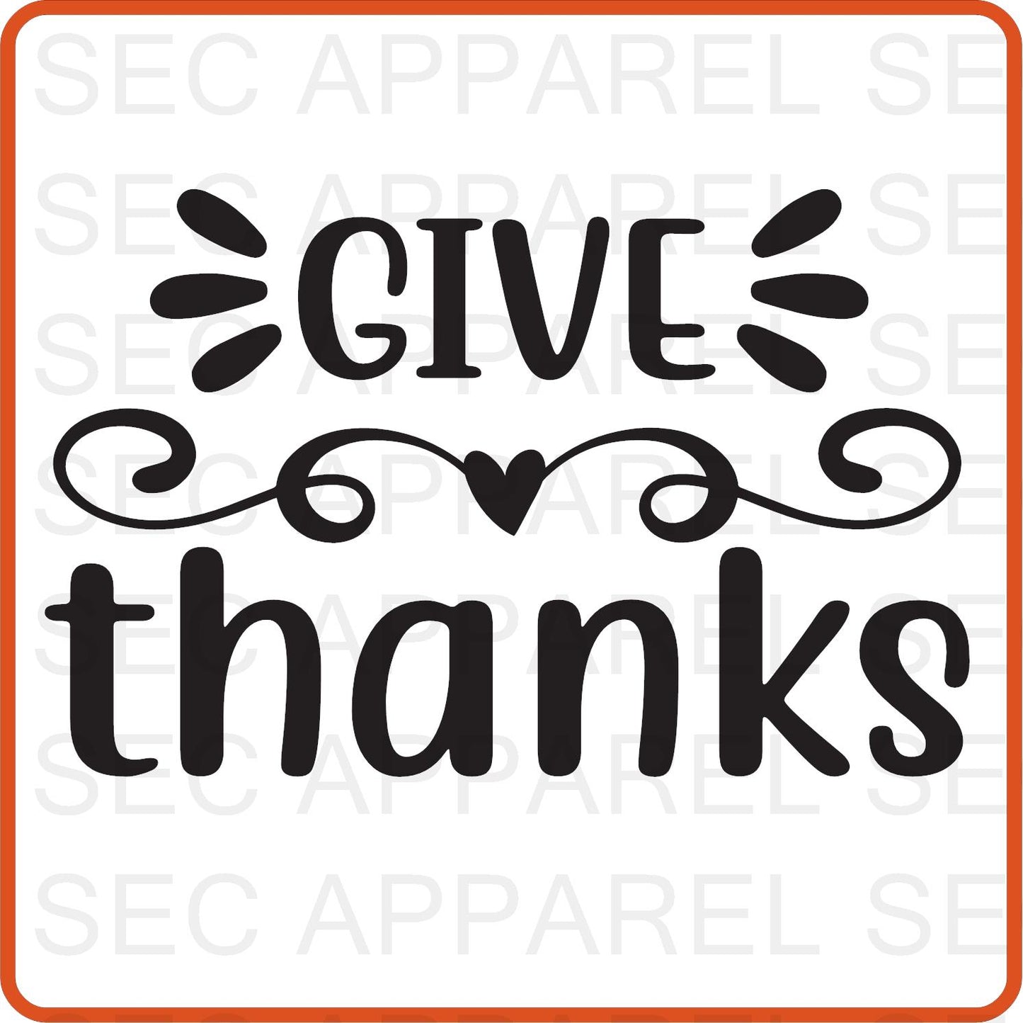 Thanksgiving Iron On Decals Patches transfers vinyl  for shirts, clothing | SEC Apparel | Give Thanks