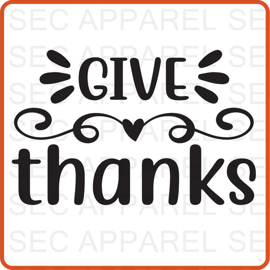 Thanksgiving Iron On Decals Patches transfers vinyl  for shirts, clothing | SEC Apparel | Give Thanks