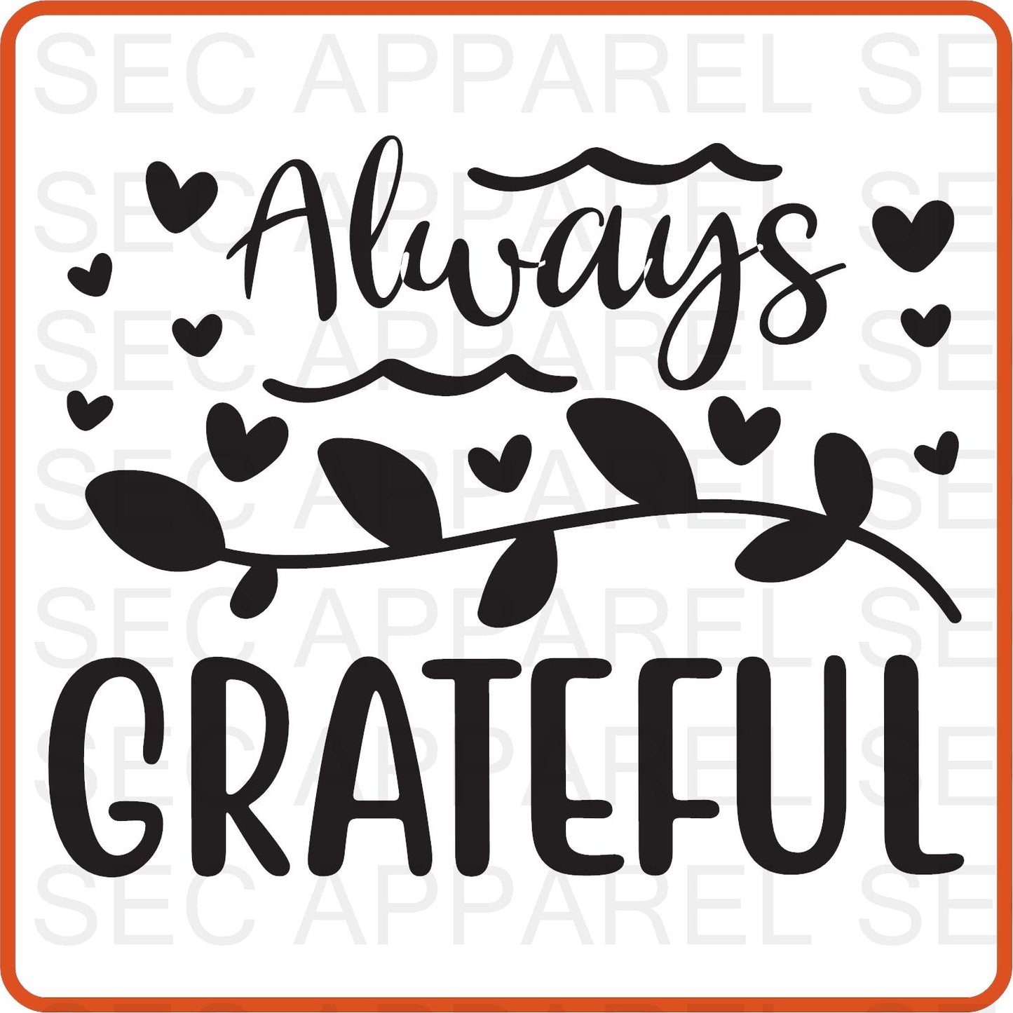 Thanksgiving Iron On Decals Patches transfers vinyl  for shirts, clothing | SEC Apparel | Always Grateful