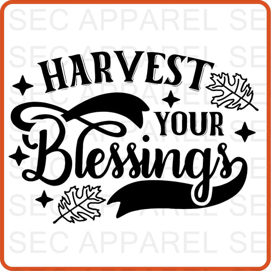 Thanksgiving Iron On Decals Patches transfers vinyl  for shirts, clothing | SEC Apparel | Harvest Your Blessing