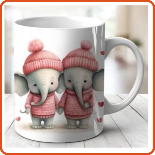 Elephants Couple Love Mug | Valentines Mugs-11oz Mug by SEC Apparel