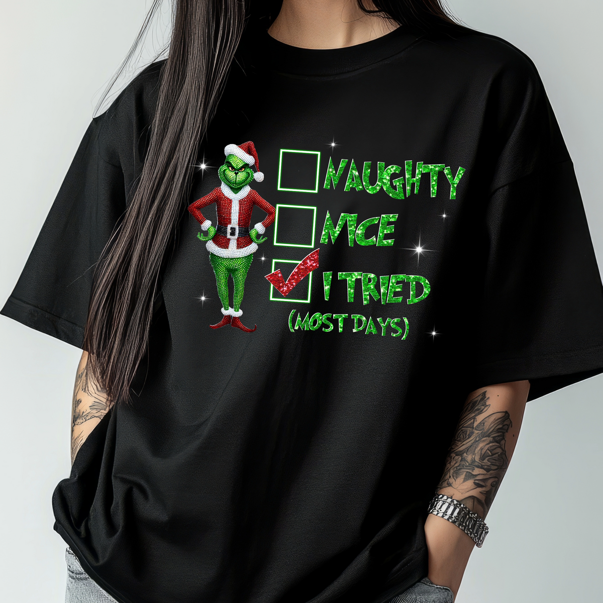 Grinch Style Christmas Graphic T-Shirt – Funny Holiday Tee Naughty