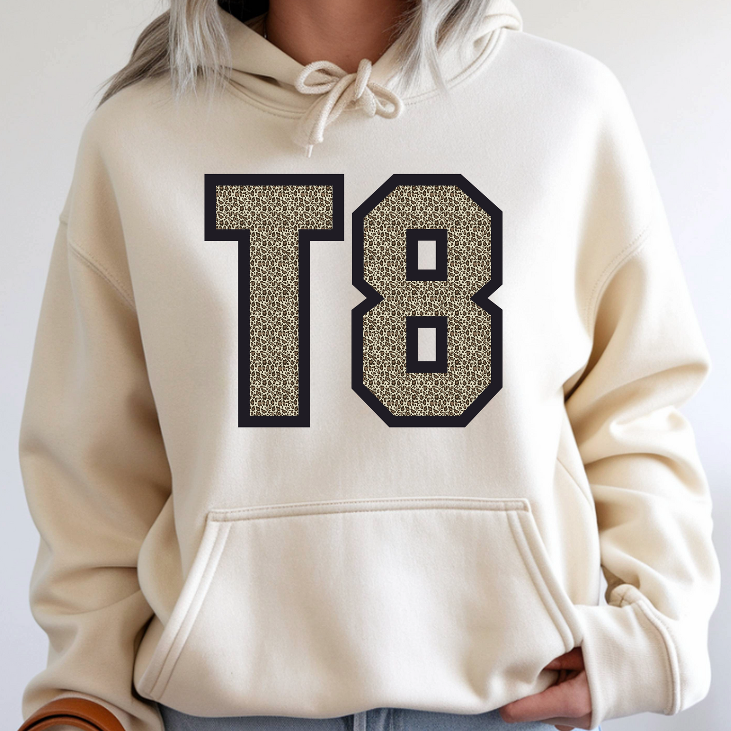 Tate McRae T8 INSPIRED Hoodie Sand front view oversized fit pop music fan merch
