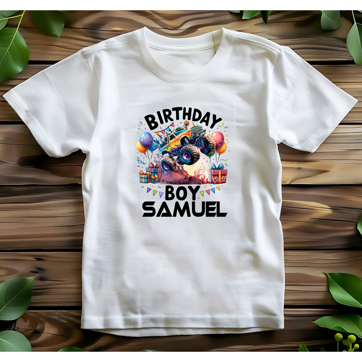 Custom Monster Truck Birthday Shirts for Toddler Boys Birthday Party Personalized with Name