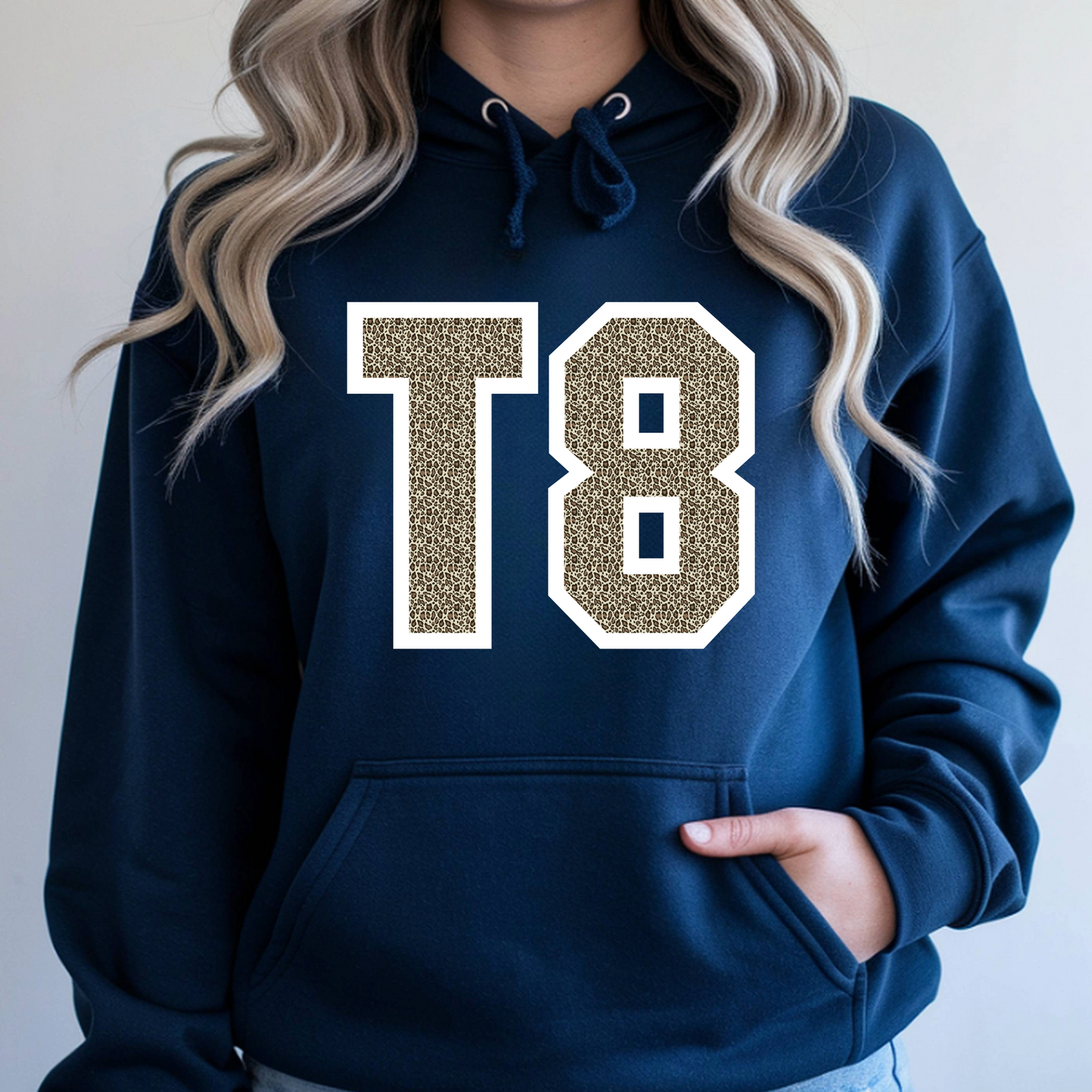 Tate McRae T8 INSPIRED Hoodie Navy front view oversized fit pop music fan merch