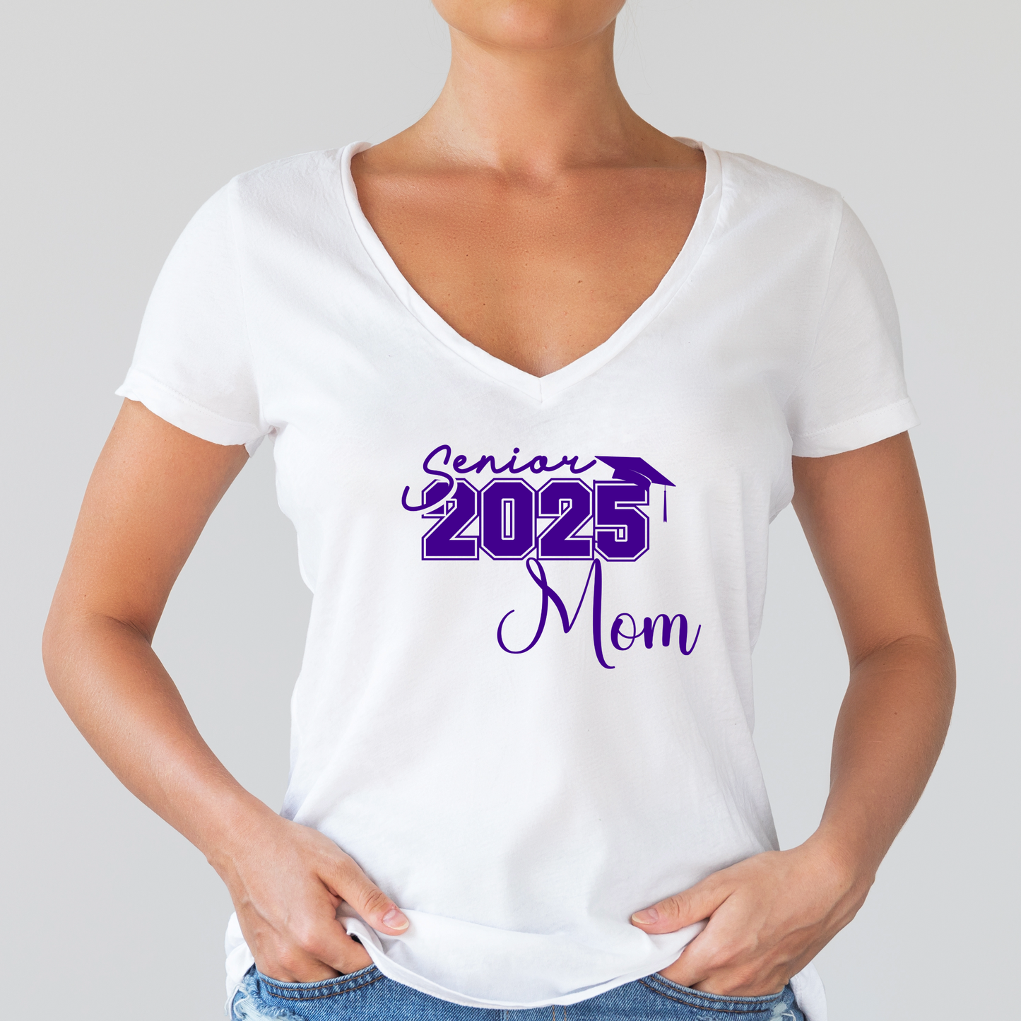 Senior 2025 Mom Shirt | Crew neck | V Neck| Sweatshirt | Hoodie