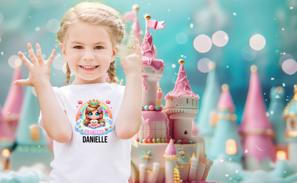 Custom Princess Birthday Shirts for Toddler Girls Birthday Party Personalized with Name