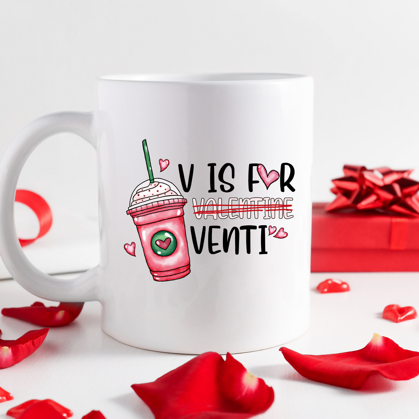 V is for Venti | Valentines Mugs-11oz Coffee Mug | Gifts | SEC Apparel