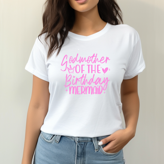 Godmother of the Birthday Mermaid Shirt | Crew neck | V Neck| Sweatshirt | Hoodie